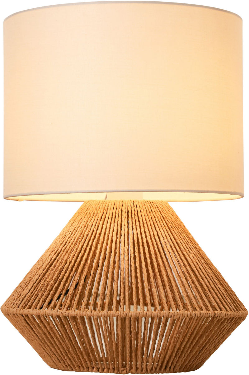 Veioza Silias din snur de sisal cu abajur textil crem 42 cm - LunaHome.ro