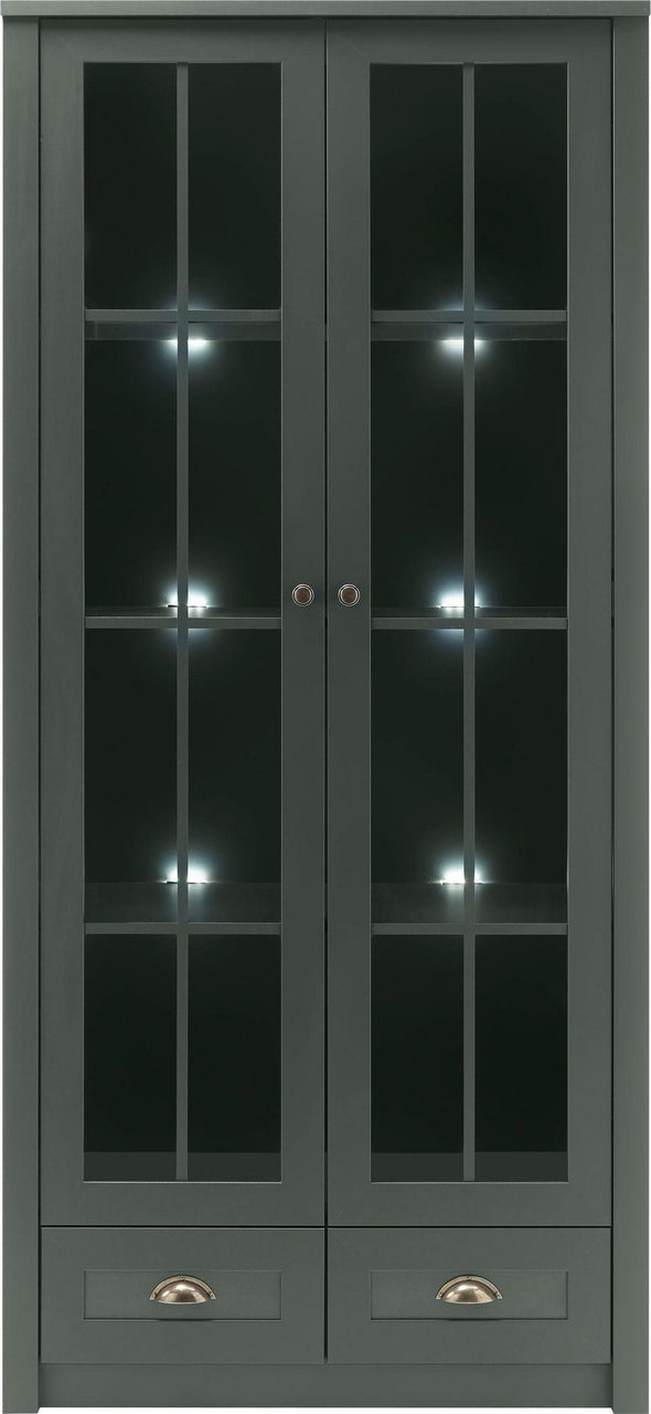 Vitrină Ascott verde elegant cu 2 uși 90 cm lățime