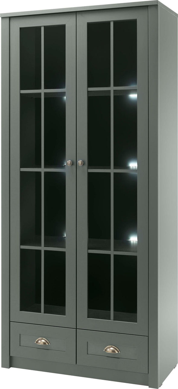 Vitrină Ascott verde elegant cu 2 uși 90 cm lățime