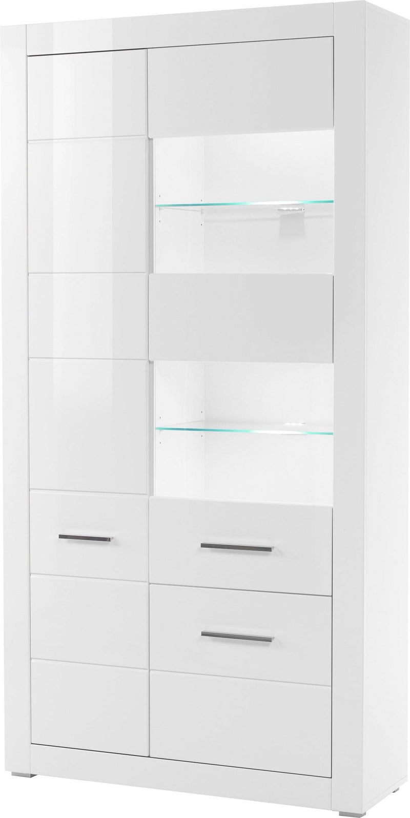Vitrină Bianco modernă, alb lucios, 100 cm lățim - LunaHome.ro