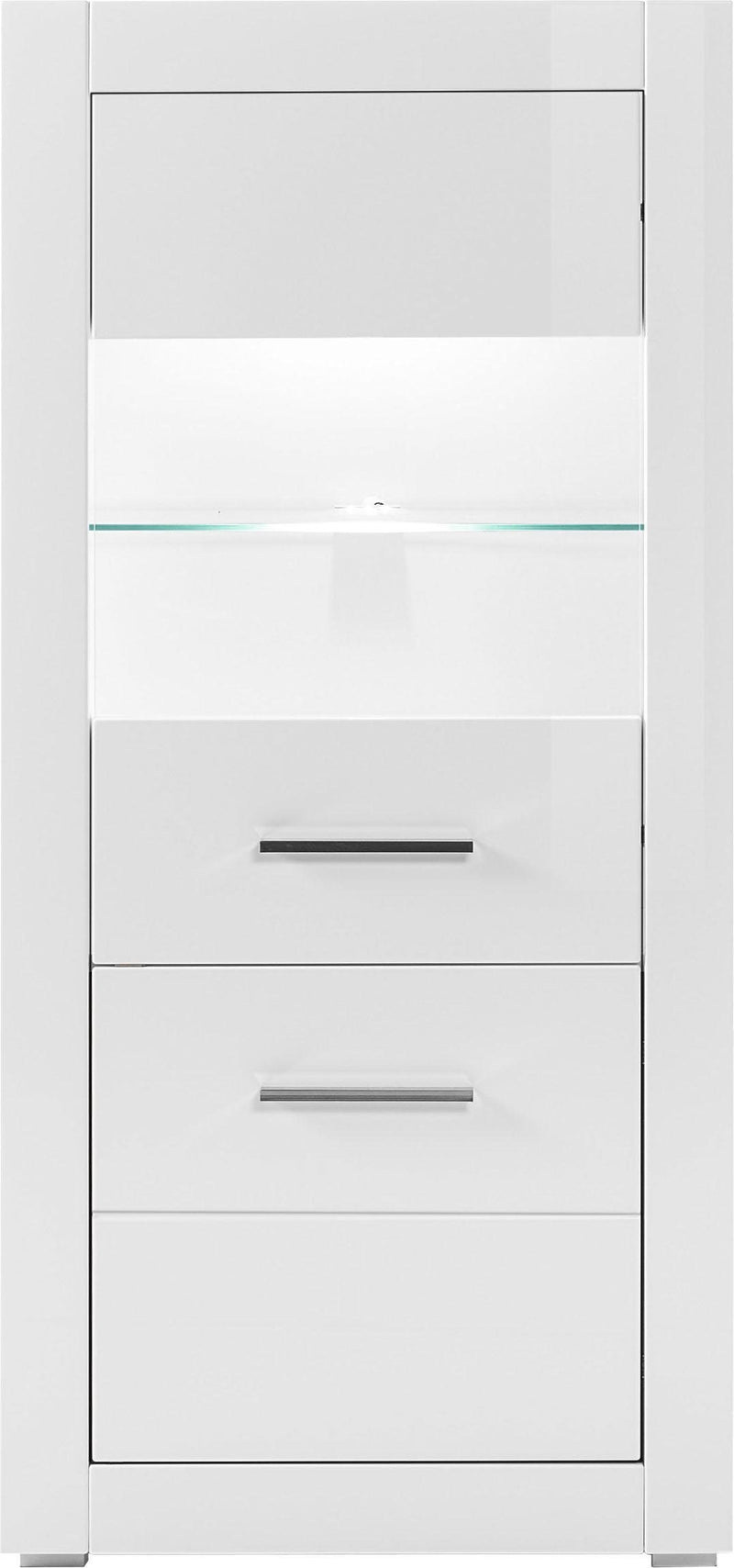 Vitrină Bianco modernă, alb lucios, 65 cm lățime - LunaHome.ro