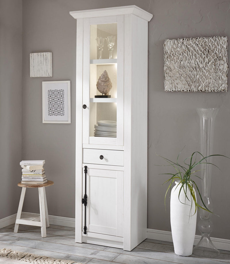 Vitrină California cu aspect de lemn alb, 63 cm latime - LunaHome.ro