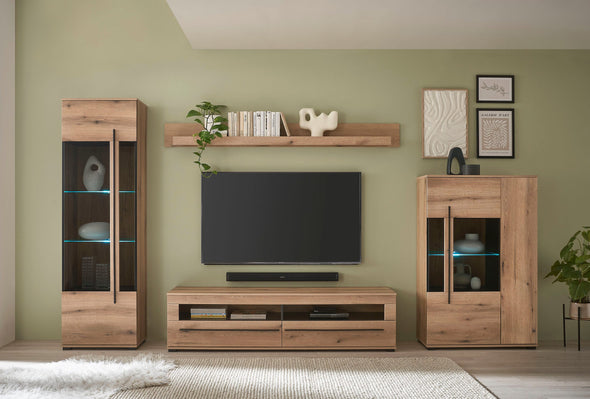 Vitrina Cantara cu fronturi culoarea stejarului 90 cm latime - LunaHome.ro