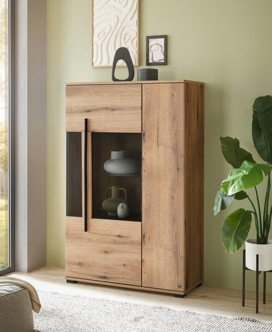Vitrina Cantara cu fronturi culoarea stejarului 90 cm latime - LunaHome.ro