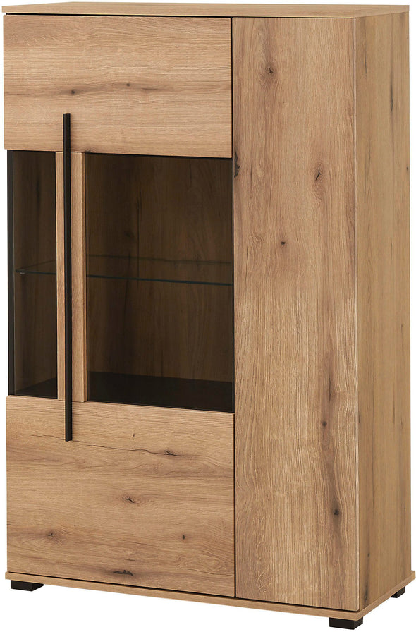 Vitrina Cantara cu fronturi culoarea stejarului 90 cm latime - LunaHome.ro