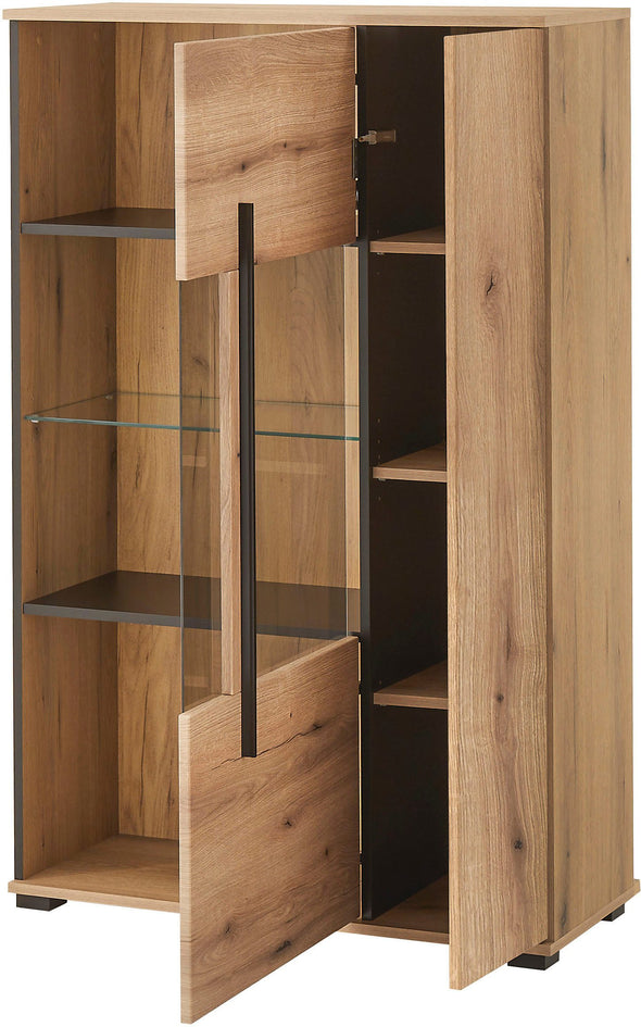 Vitrina Cantara cu fronturi culoarea stejarului 90 cm latime - LunaHome.ro