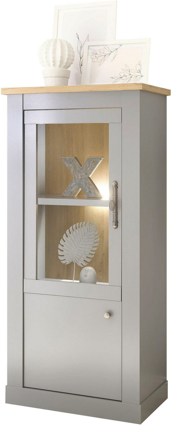Vitrină Chambord eleganta gri cu 2 uși, 68 cm lățime - LunaHome.ro