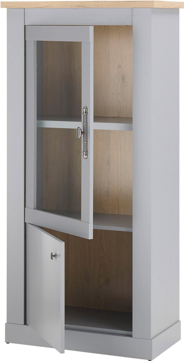 Vitrină Chambord eleganta gri cu 2 uși, 68 cm lățime - LunaHome.ro