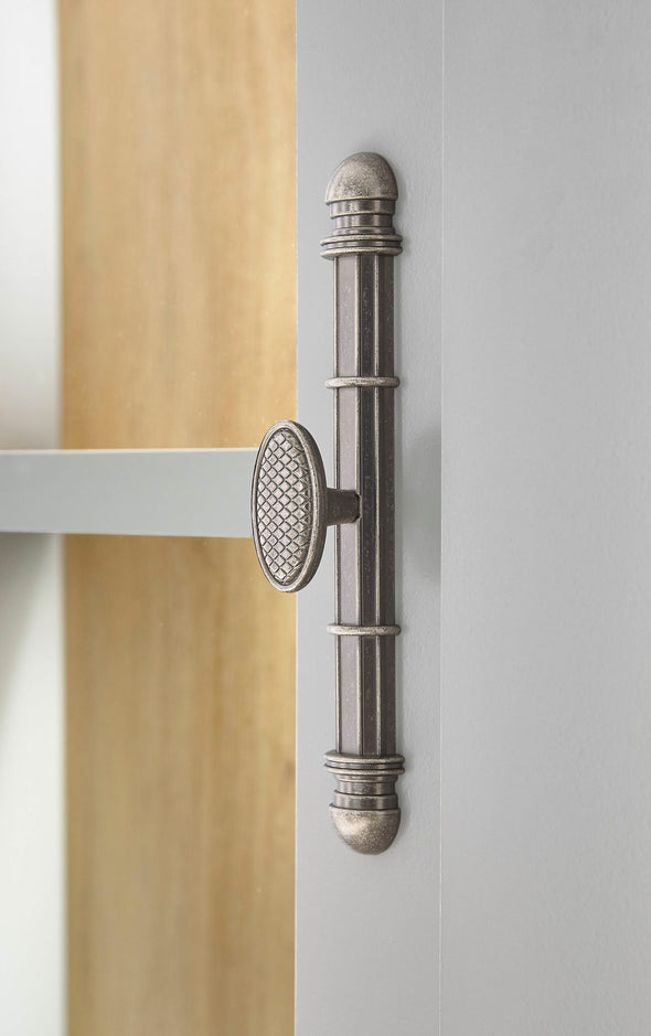 Vitrină Chambord eleganta gri cu 2 uși, 68 cm lățime - LunaHome.ro