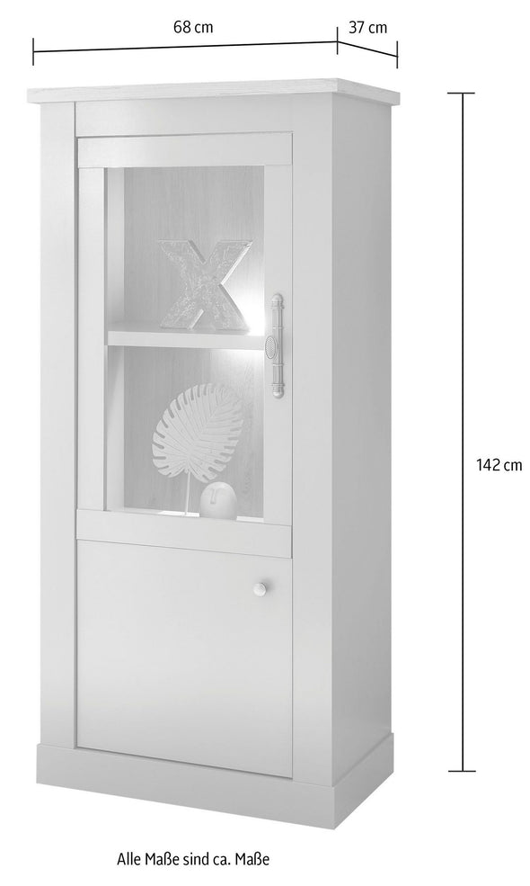 Vitrină Chambord eleganta gri cu 2 uși, 68 cm lățime - LunaHome.ro