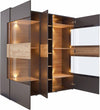 Vitrina Como gri cu iluminare, 3 uși 152 cm lățime - LunaHome.ro