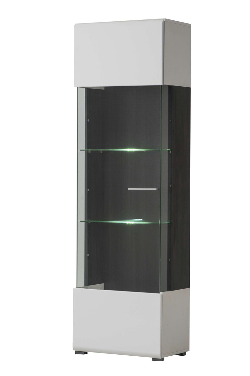 Vitrină Enzo alb lucios cu iluminare inclusă 58 cm lățime - LunaHome.ro