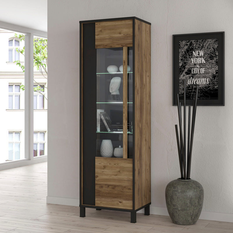 Vitrina Hayato cu design in 2 culori, 1 usa, 60 cm lățime - LunaHome.ro