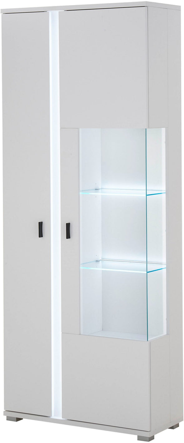 Vitrină Long Island albă cu iluminat LED 80 cm lățime