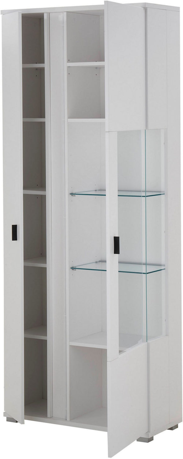 Vitrină Long Island albă cu iluminat LED 80 cm lățime