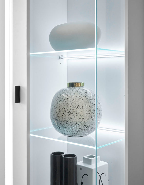Vitrină Long Island albă cu iluminat LED 80 cm lățime