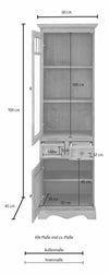 Vitrina Melissa din lemn masiv de pin alb, 60 cm latime - LunaHome.ro