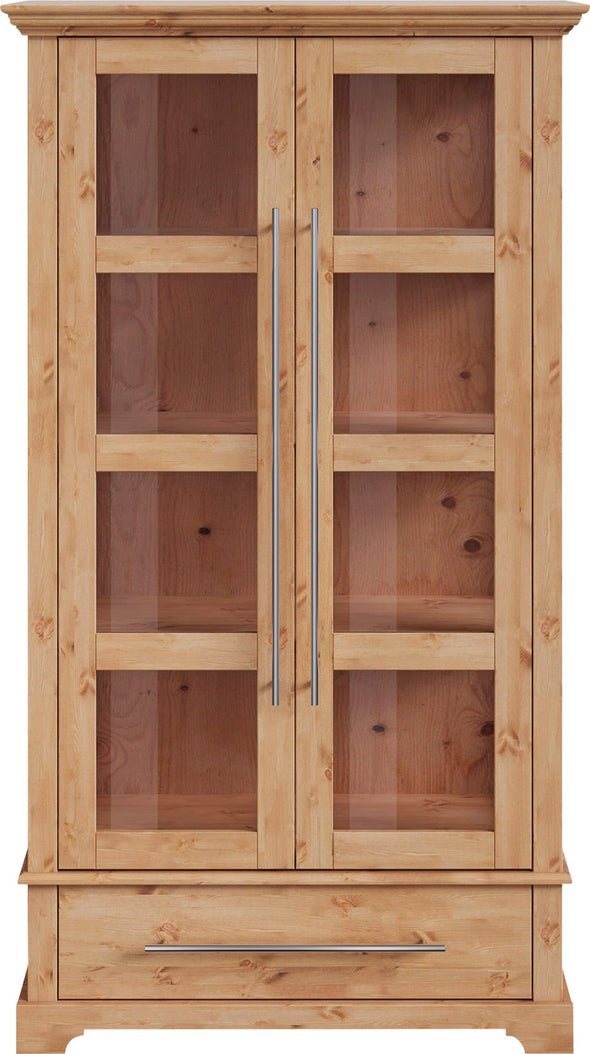 Vitrina Meliss din lemn de pin natur si sticla 94 cm latime - LunaHome.ro