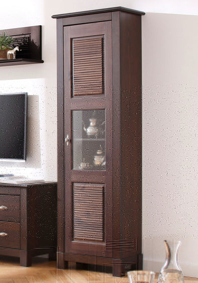 Vitrina Rauna din lemn de pin maro colonial cu o usa, 60 cm lățime - LunaHome.ro