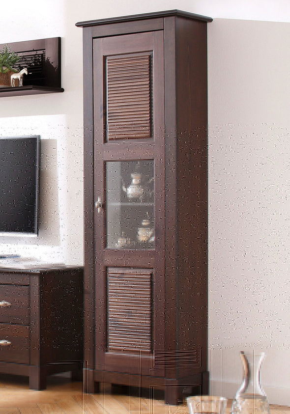 Vitrina Rauna din lemn de pin maro colonial cu o usa, 60 cm lățime - LunaHome.ro