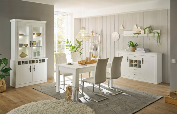 Vitrina Ravenna alba in stil romantic 110 cm latime