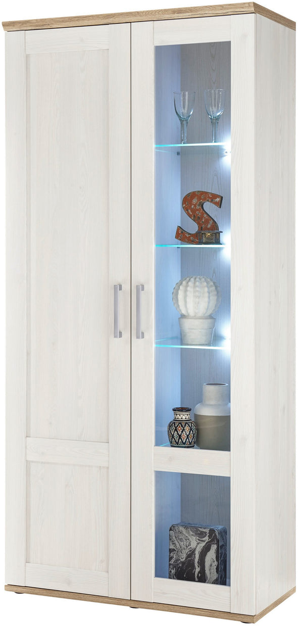 Vitrina Romance alba cu 2 uși și iluminare LED 93 cm - LunaHome.ro