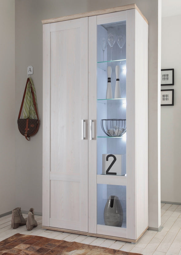 Vitrina Romance alba cu 2 uși și iluminare LED 93 cm - LunaHome.ro