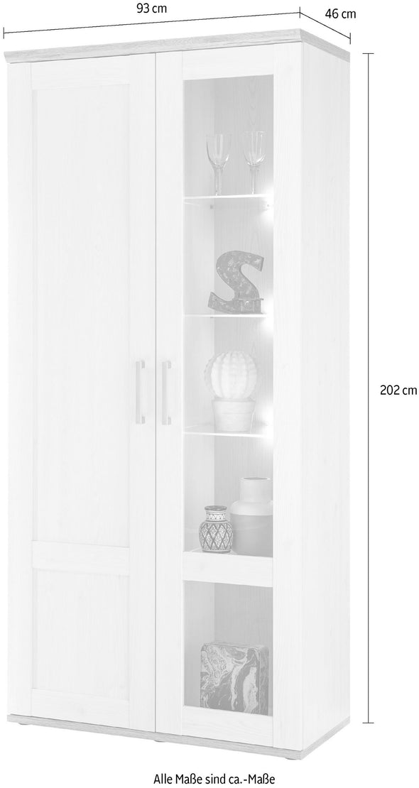 Vitrina Romance alba cu 2 uși și iluminare LED 93 cm - LunaHome.ro