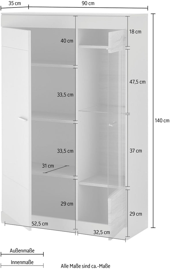 Vitrina Scara gri cu soft-close design modern 90 cm
