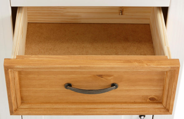 Vitrina Selma din lemn de pin natur si alb cu 2 usi, 55 cm lățime - LunaHome.ro