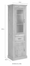 Vitrina Selma din lemn de pin natur si alb cu 2 usi, 55 cm lățime - LunaHome.ro