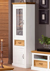 Vitrina Selma din lemn de pin natur si alb cu 2 usi, 55 cm lățime - LunaHome.ro