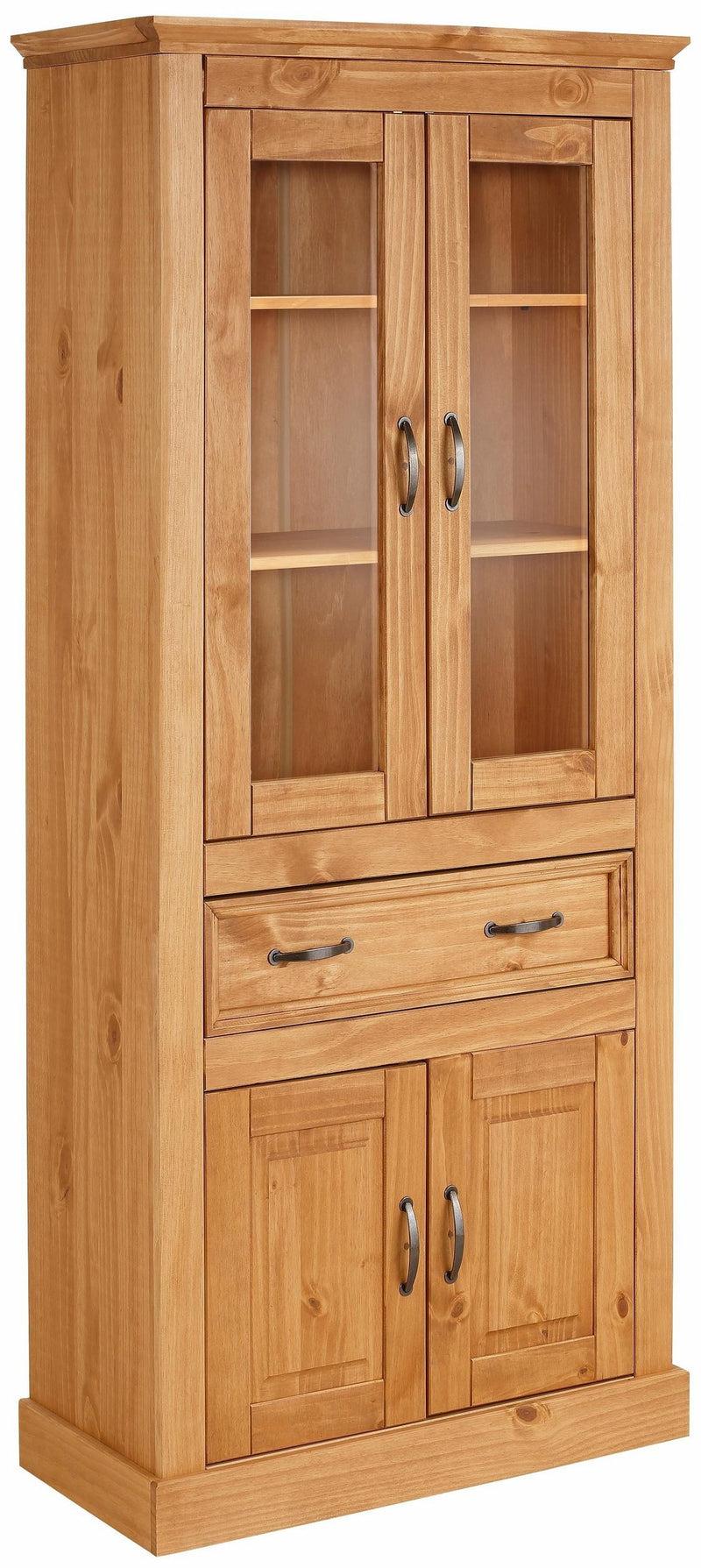 Vitrină Selma din lemn masiv de pin natur cu 4 usi 84 cm - LunaHome.ro