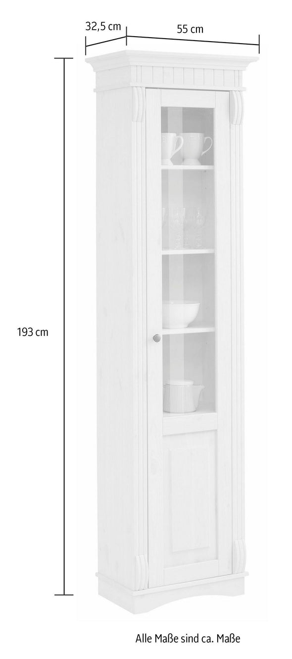 Vitrină Teresa din lemn masiv de pin natur 193 cm inaltime
