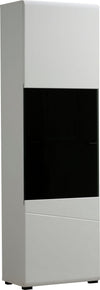 Vitrina Trentino cu design modern alba cu sticla neagra, 58 cm lățime - LunaHome.ro