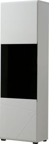 Vitrina Trentino cu design modern alba cu sticla neagra, 58 cm lățime - LunaHome.ro