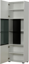 Vitrina Trentino cu design modern alba cu sticla neagra, 58 cm lățime - LunaHome.ro