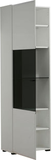 Vitrina Trentino cu design modern alba cu sticla neagra, 58 cm lățime - LunaHome.ro
