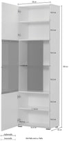 Vitrina Trentino cu design modern alba cu sticla neagra, 58 cm lățime - LunaHome.ro