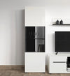 Vitrina Trentino cu design modern alba cu sticla neagra, 58 cm lățime - LunaHome.ro