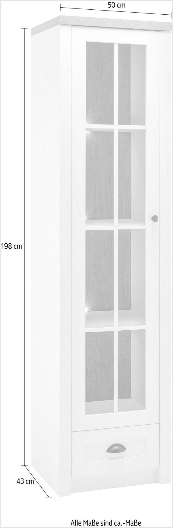 Vitrina »Beauvais« din MDF alb si stejar, 50 cm latime - LunaHome.ro