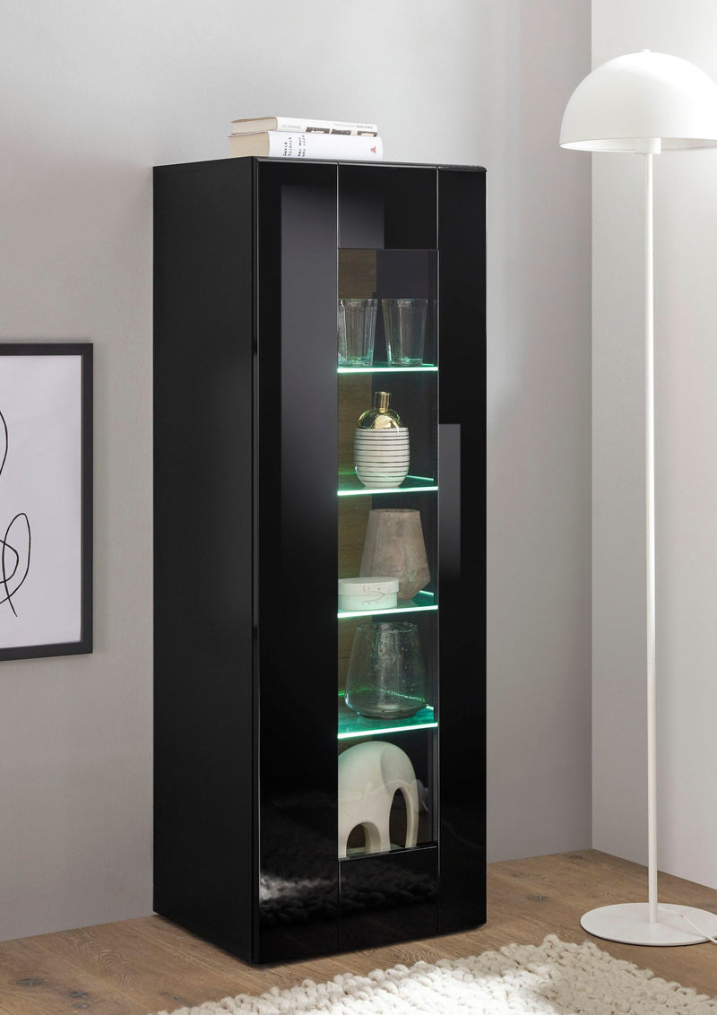 Vitrina »CAYMAN« cu design modern, fronturi negru lucios, 45 cm latime - LunaHome.ro