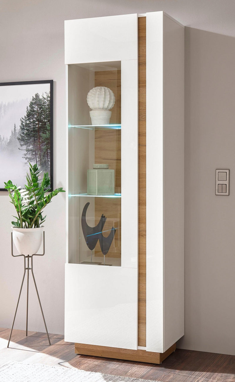 Vitrina »CLAiR« alb lucios cu design modern, inaltime 194 cm - LunaHome.ro