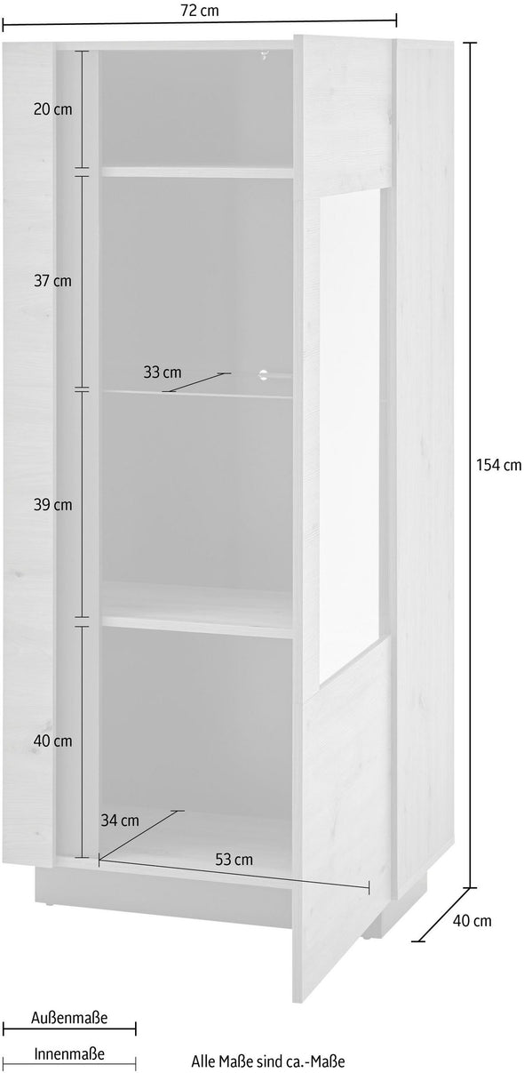 Vitrina »CLAiR« culoare stejar cu design modern, inaltime 154 cm - LunaHome.ro