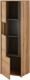 Vitrina »City Giron« stejar cu detalii gri design modern, 50 cm latime - LunaHome.ro