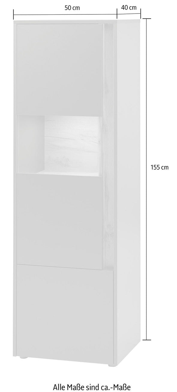 Vitrina »City Giron« stejar cu detalii gri design modern, 50 cm latime - LunaHome.ro