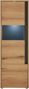 Vitrina »City Giron« stejar cu detalii gri design modern, 50 cm latime - LunaHome.ro