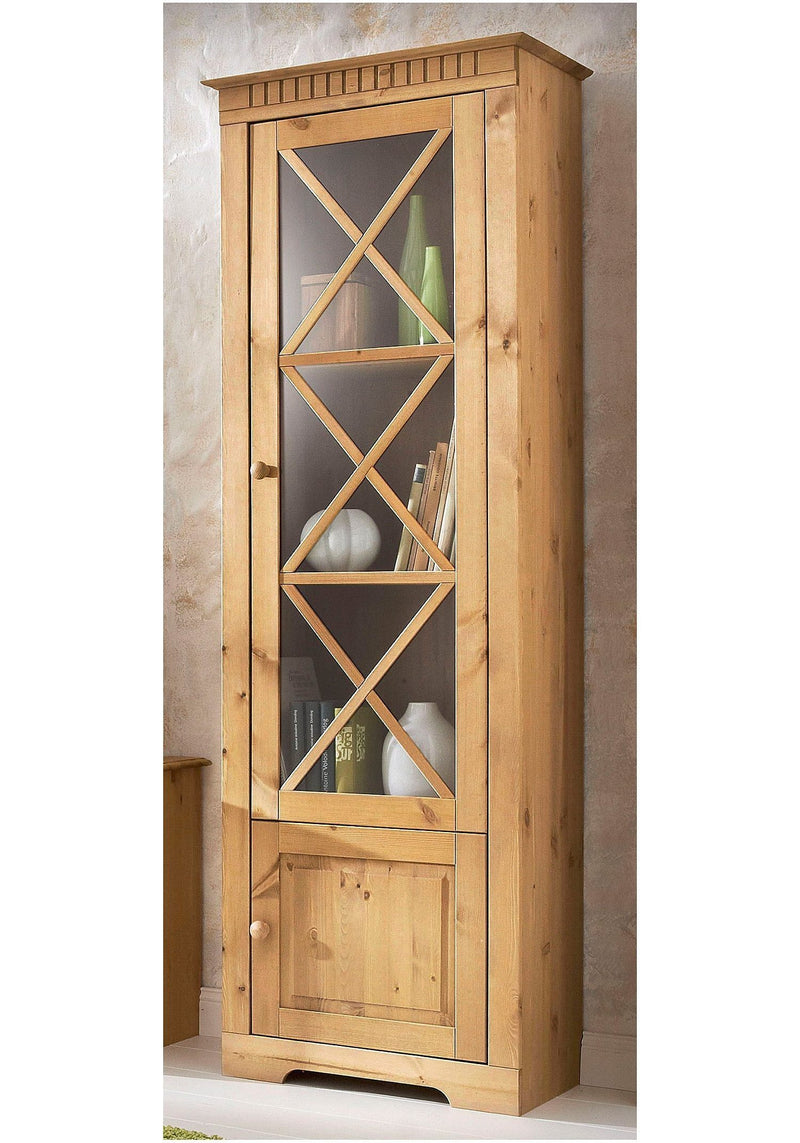 Vitrina »Lisa« din lemn masiv de pin cu o ușă din sticlă, 60 cm latime - LunaHome.ro