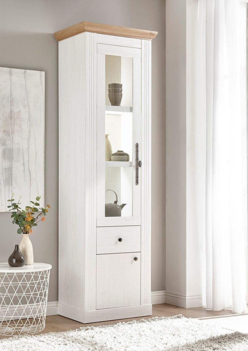 Vitrina »Westminster« alba cu aspect de lemn 61 cm latime - LunaHome.ro
