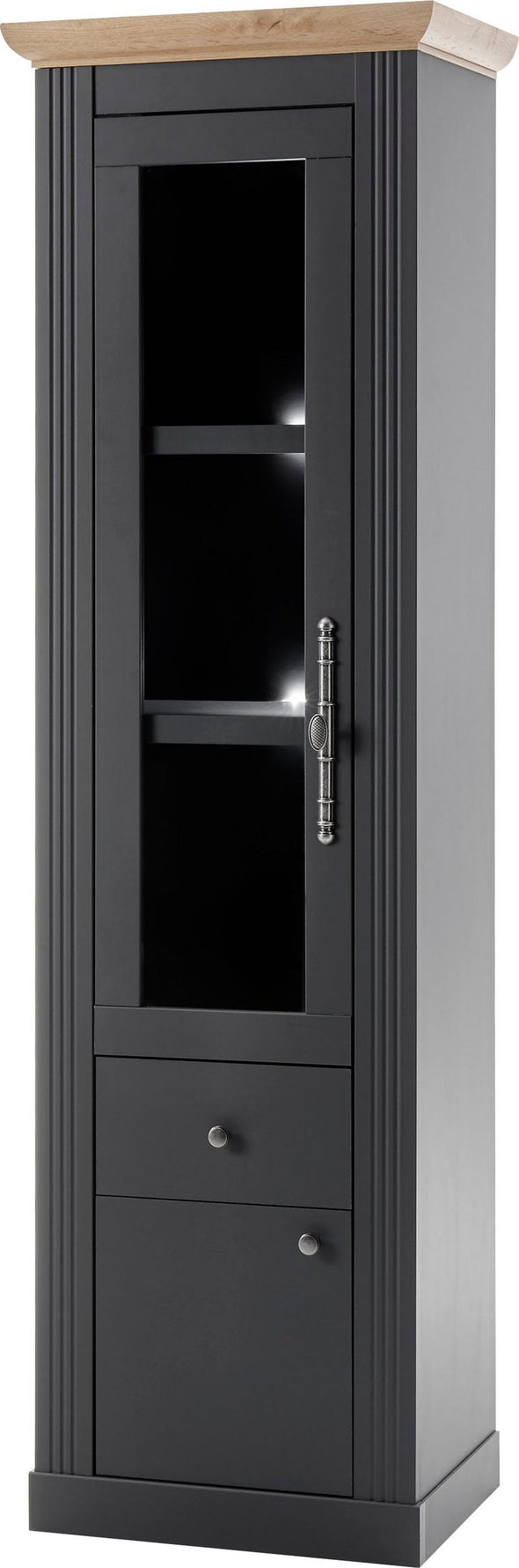 Vitrina »Westminster« gri inchis din MDF, 61 cm latime - LunaHome.ro